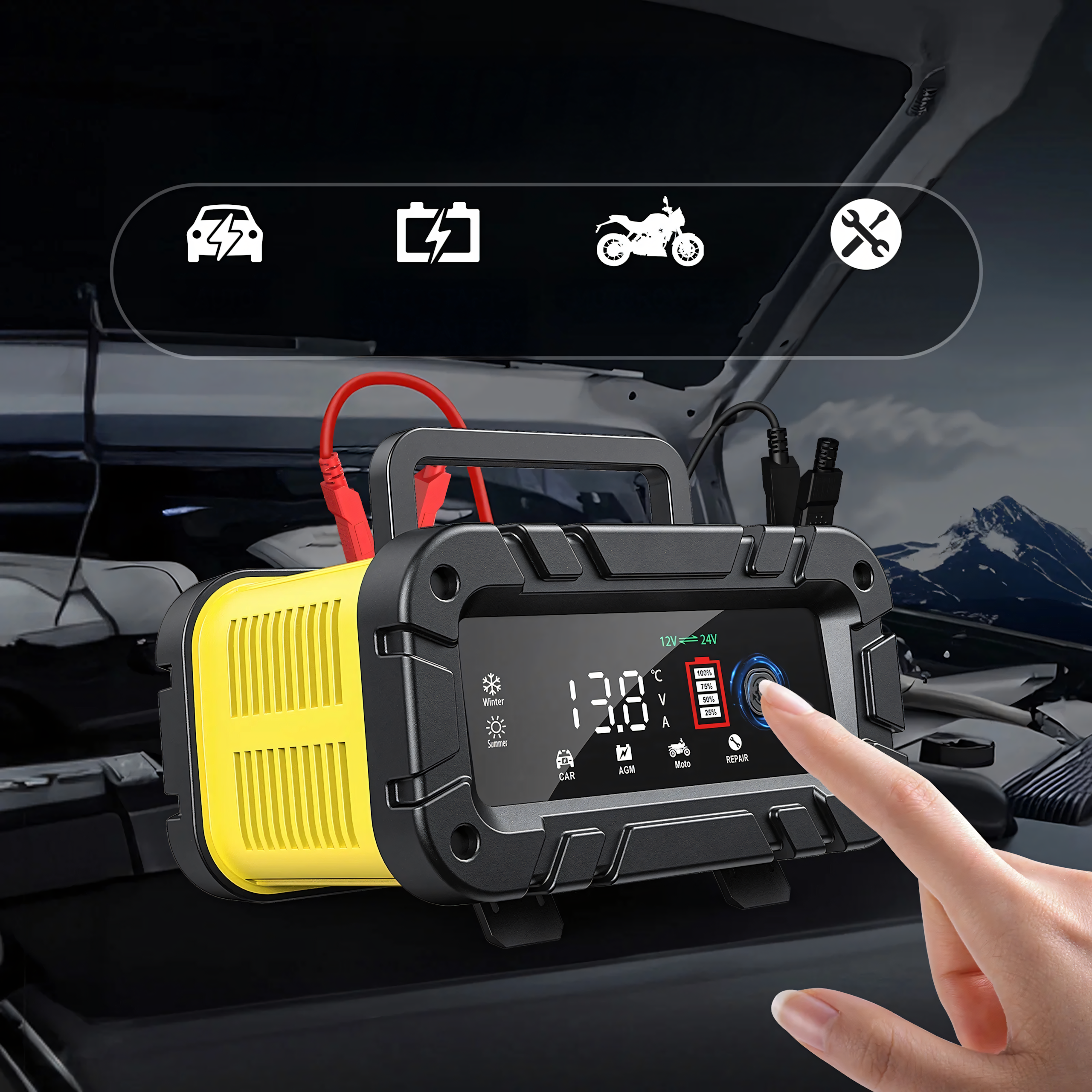 Prostownik z Boosterem do Akumulatorów 12/24V Ładowarka Mikroprocesorowa - obrazek 9