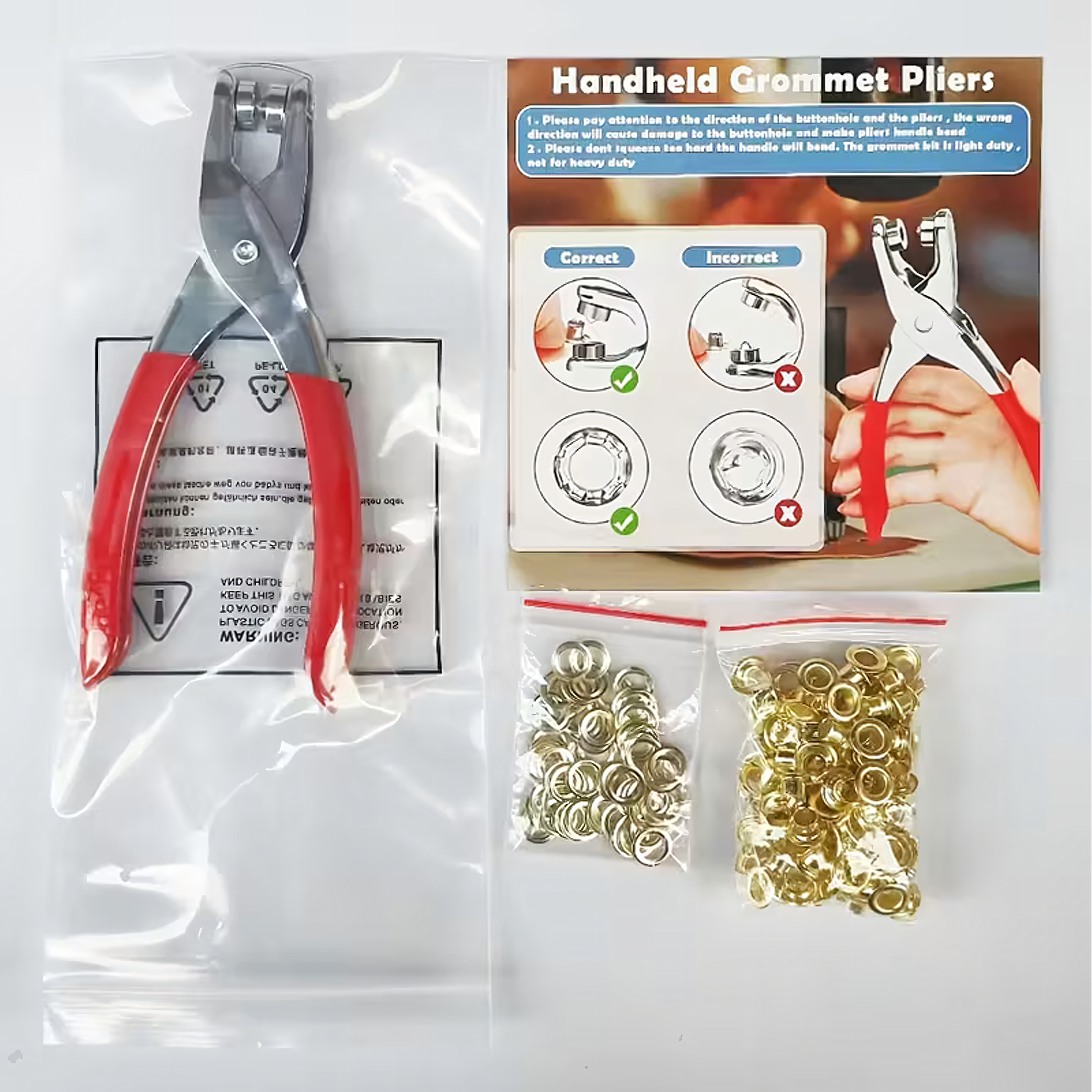 Zestaw Kaletniczy Dziurkacz Napownica Zaciskarka Szczypce Oczka 100 szt 6mm