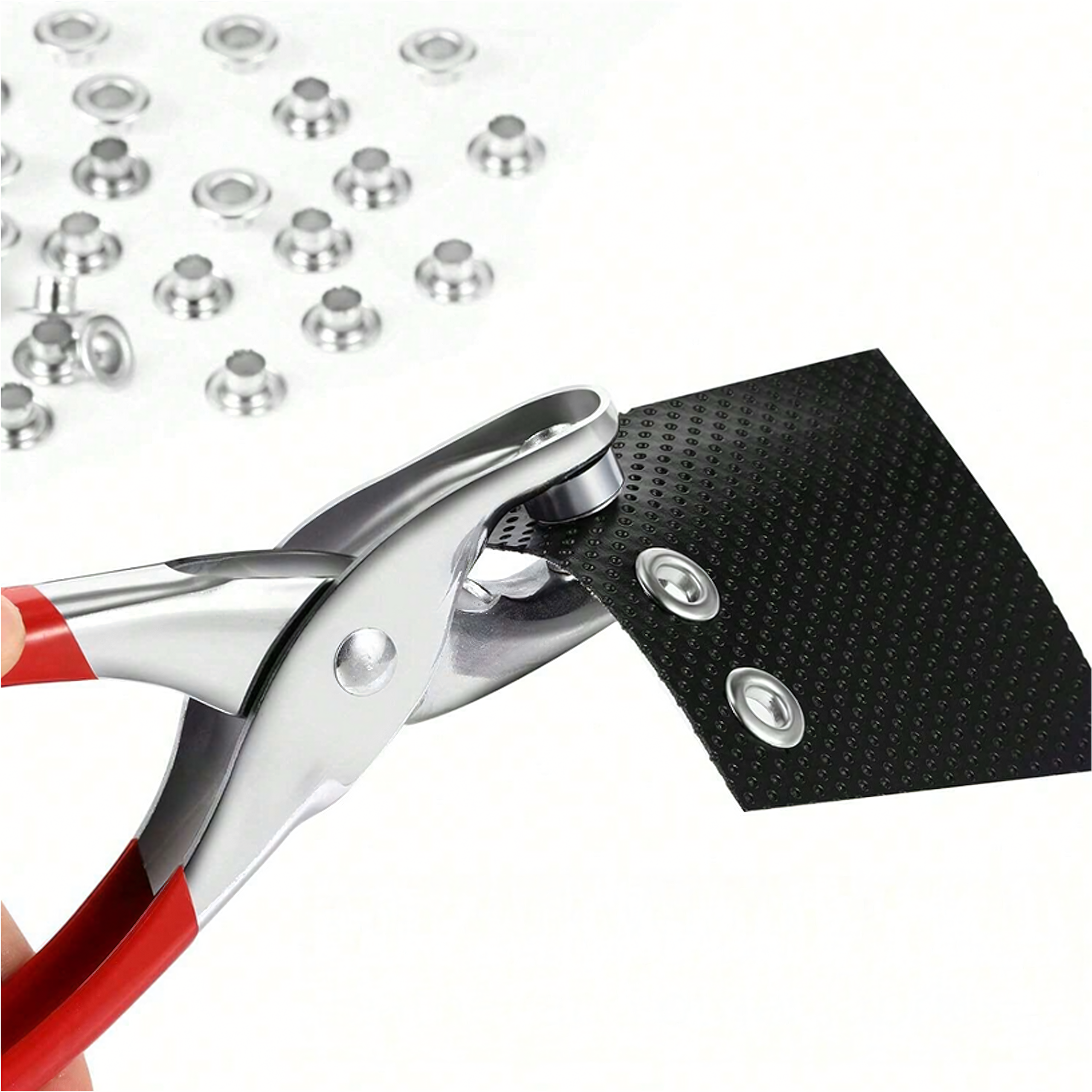 Zestaw Kaletniczy Dziurkacz Napownica Zaciskarka Szczypce Oczka 100 szt 6mm - obrazek 9