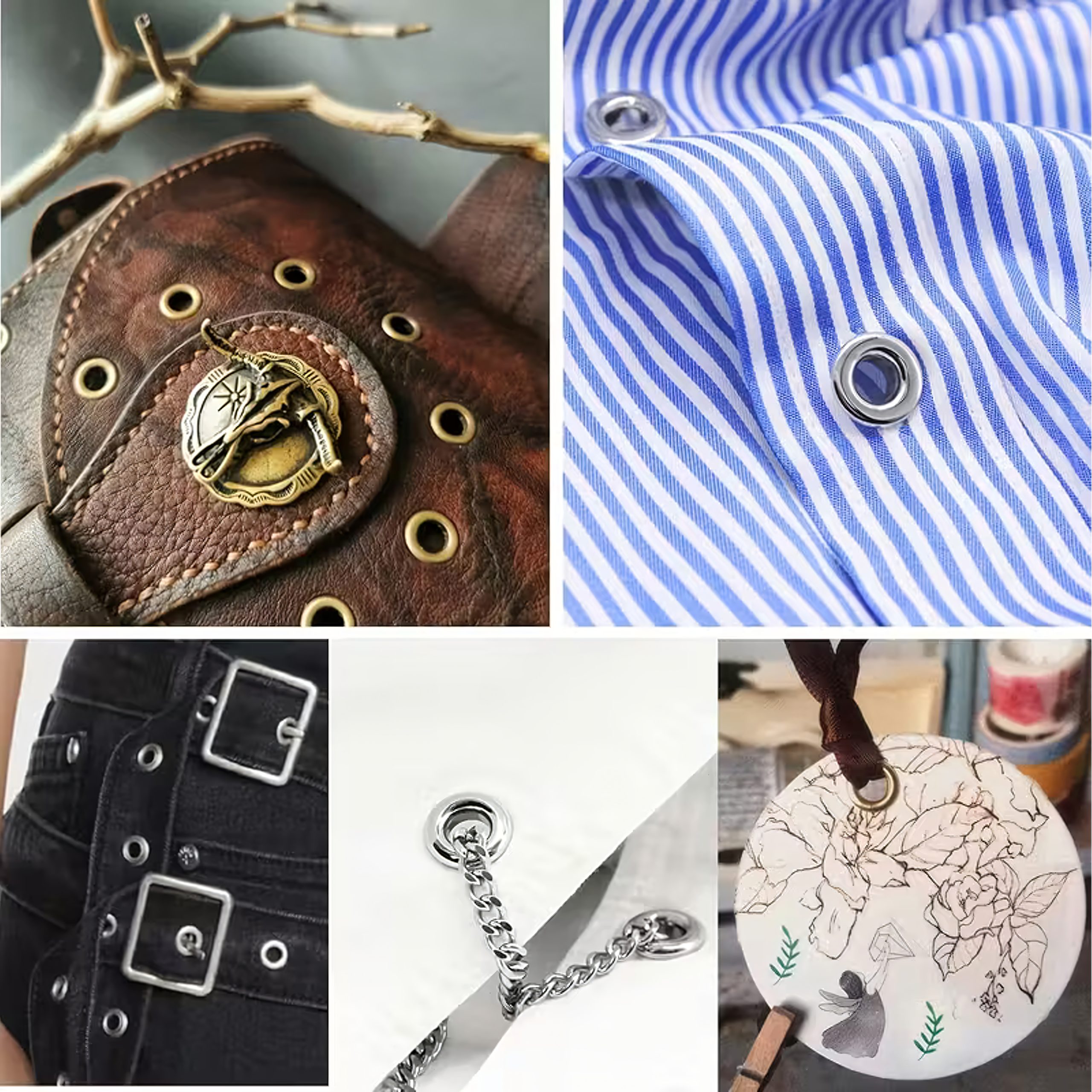 Zestaw Kaletniczy Dziurkacz Napownica Zaciskarka Szczypce Oczka 100 szt 6mm - obrazek 10