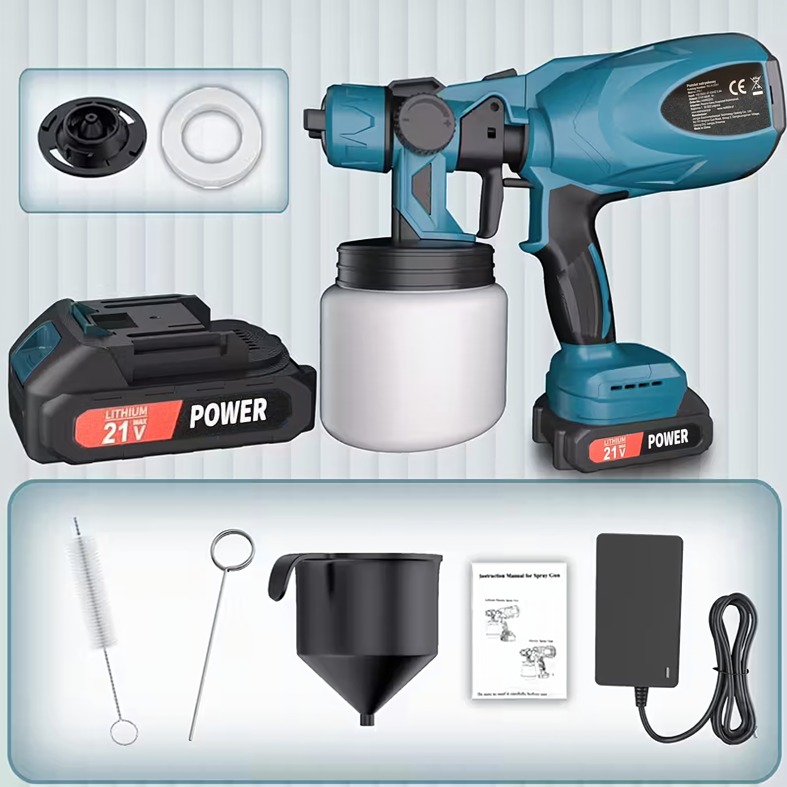 Pistolet Natryskowy Akumulatorowy do Malowania Natryskowego Farb Ścian 800ml - obrazek 3