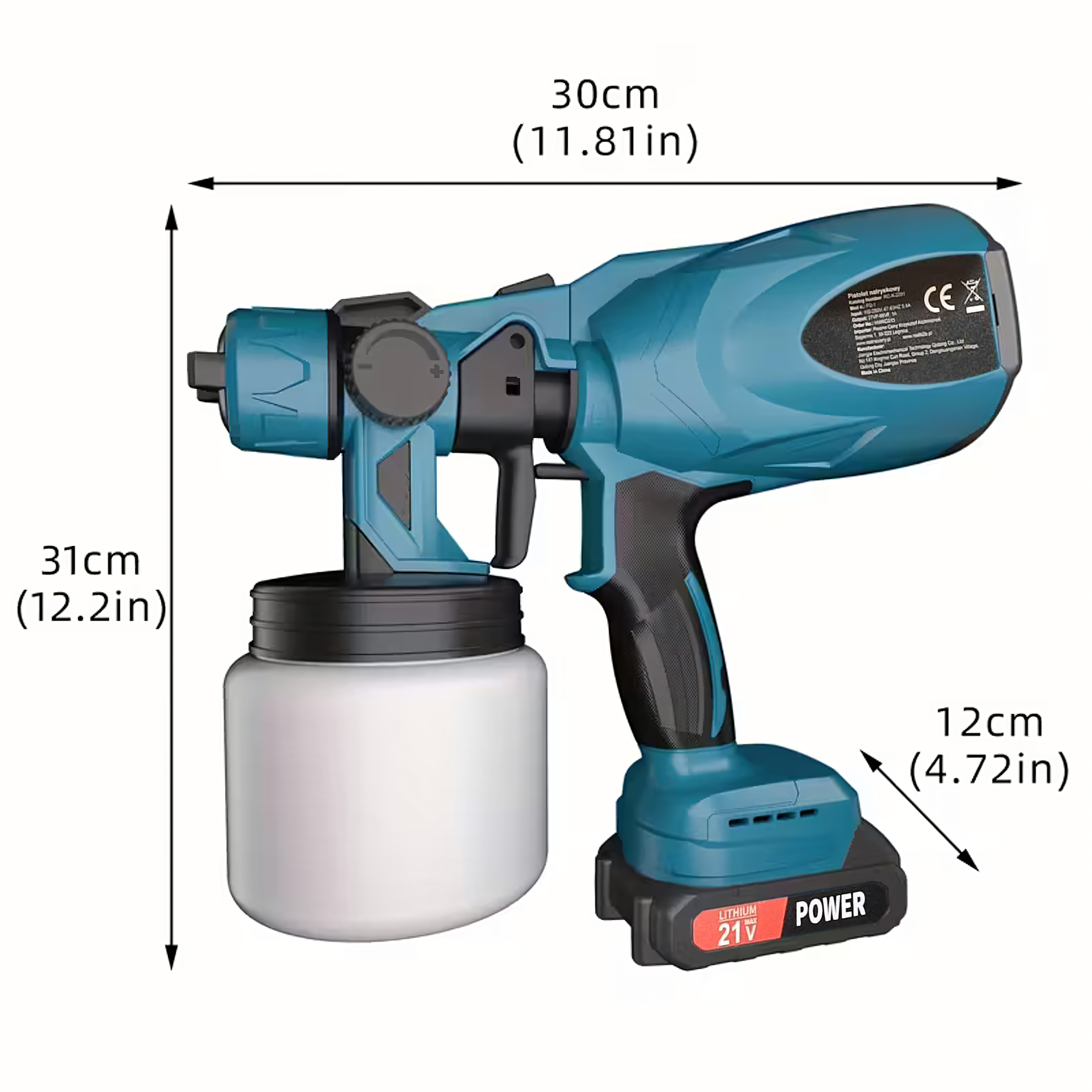 Pistolet Natryskowy Akumulatorowy do Malowania Natryskowego Farb Ścian 800ml - obrazek 4