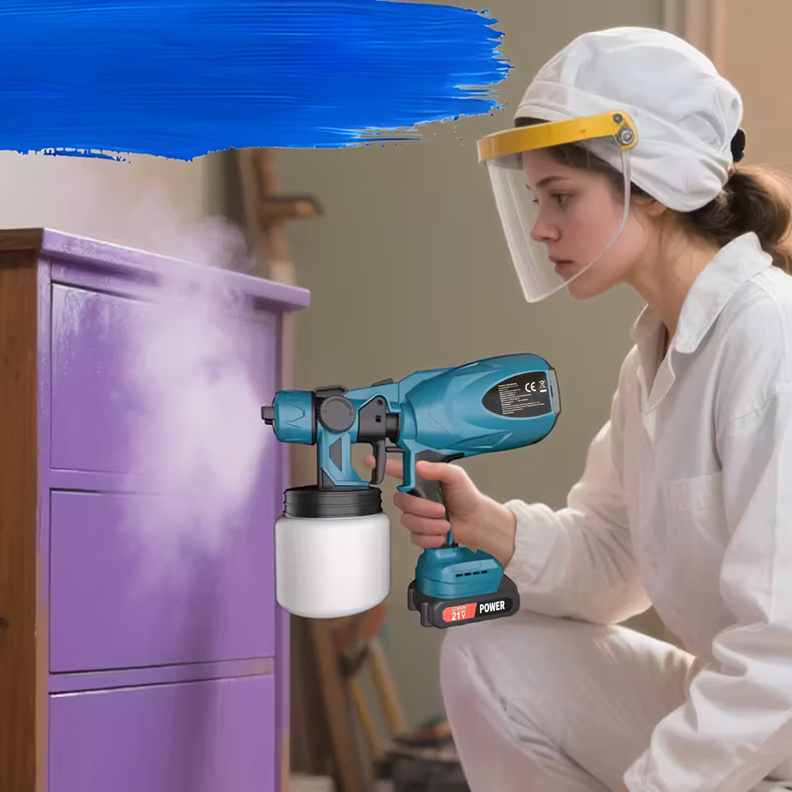 Pistolet Natryskowy Akumulatorowy do Malowania Natryskowego Farb Ścian 800ml - obrazek 7
