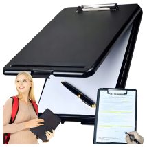 Teczka na Dokumenty Pojemnik Organizer Podkładka do Pisania Klips Czarna A4