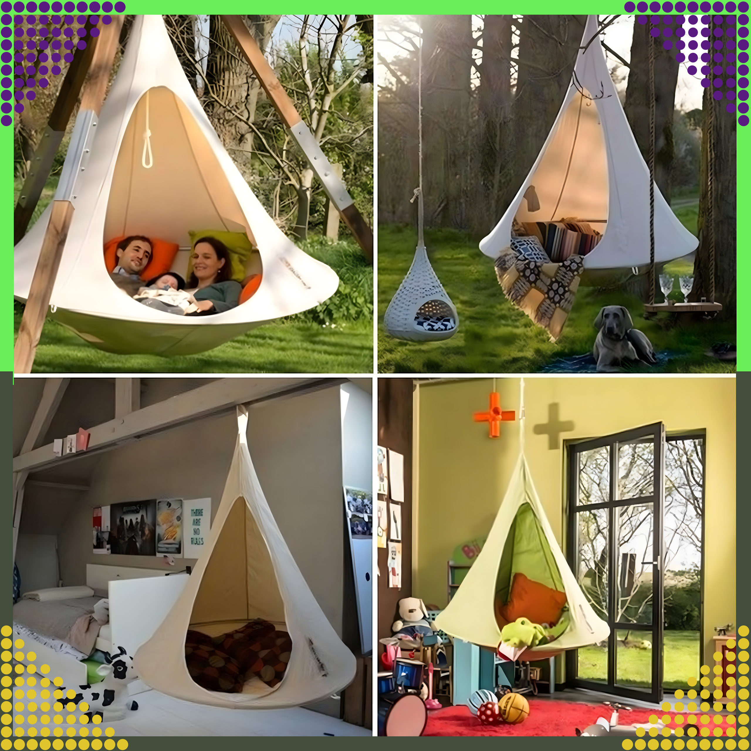 Namiot Wiszący Hamak Kokon Huśtawka Ogrodowa Fotel Bocianie Gniazdo Mocny - obrazek 5