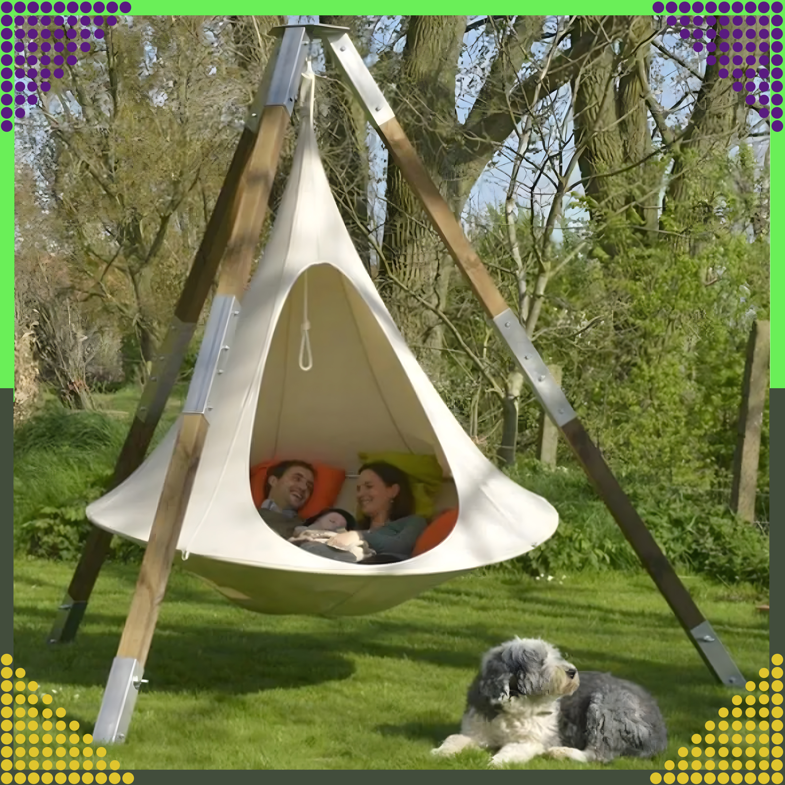 Namiot Wiszący Hamak Kokon Huśtawka Ogrodowa Fotel Bocianie Gniazdo Mocny - obrazek 7