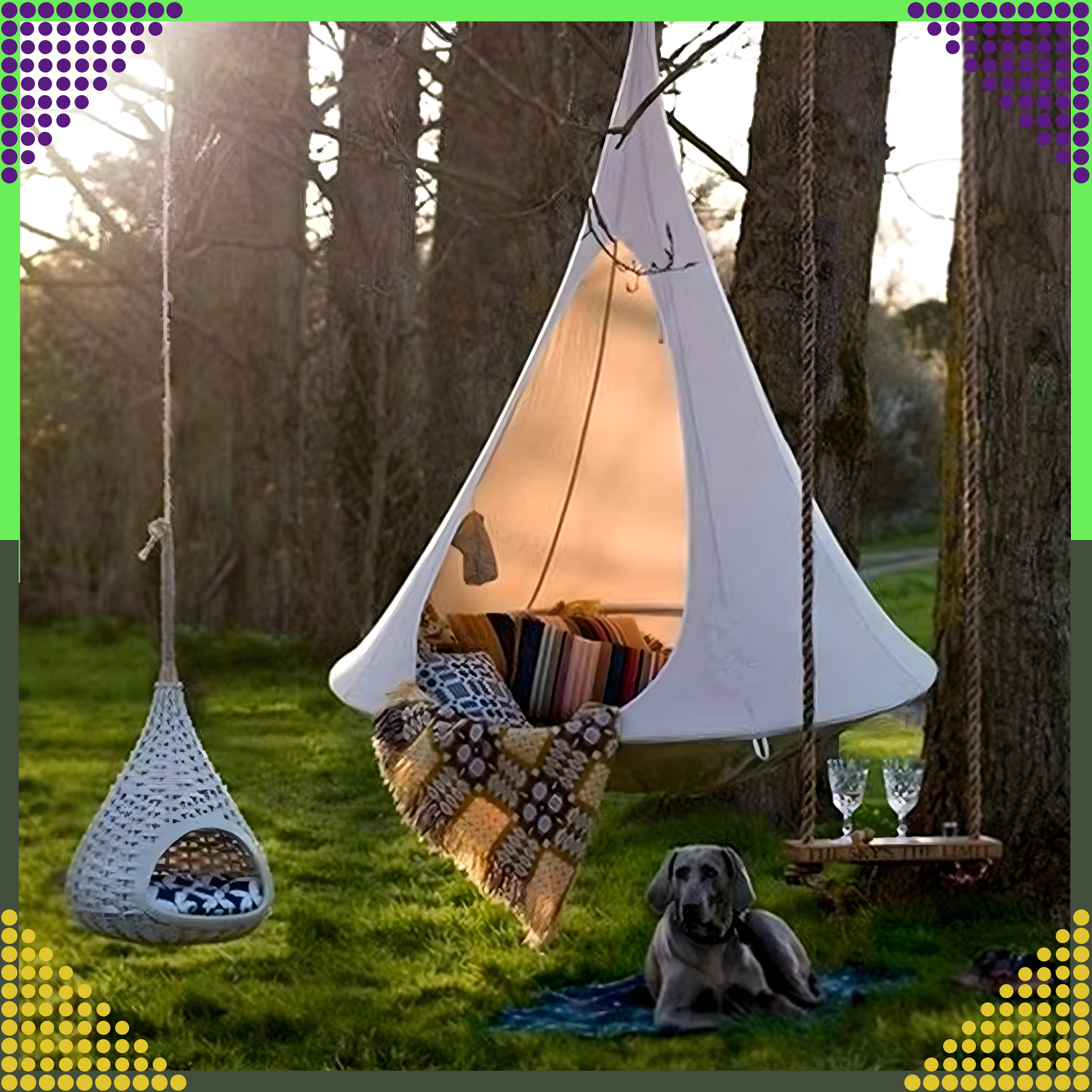Namiot Wiszący Hamak Kokon Huśtawka Ogrodowa Fotel Bocianie Gniazdo Mocny - obrazek 8