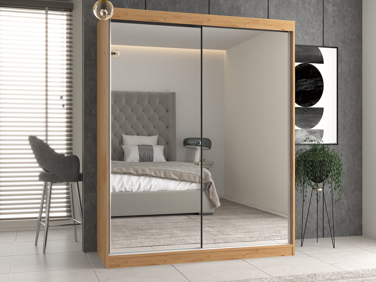 Szafa z drzwiami przesuwnymi z 2 lustrami IGA 160x61xH200 artisan - obrazek 3