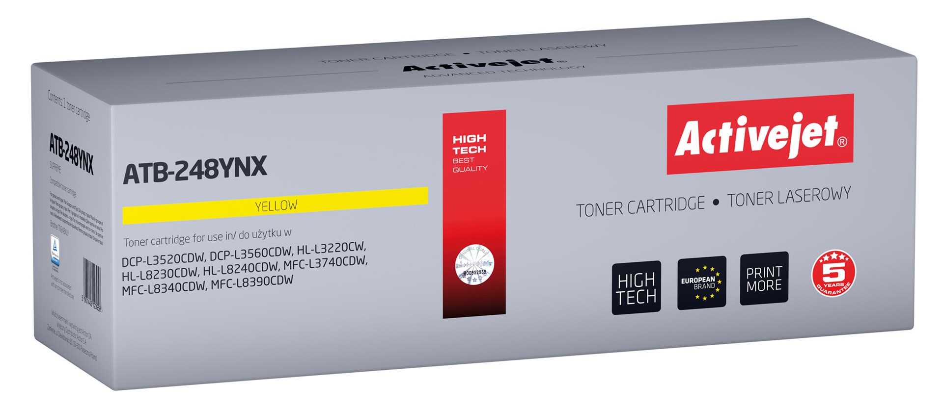 Activejet ATB-248YNX Toner (zamiennik Brother TN248XLY; Supreme; 2300 stron; żółty)