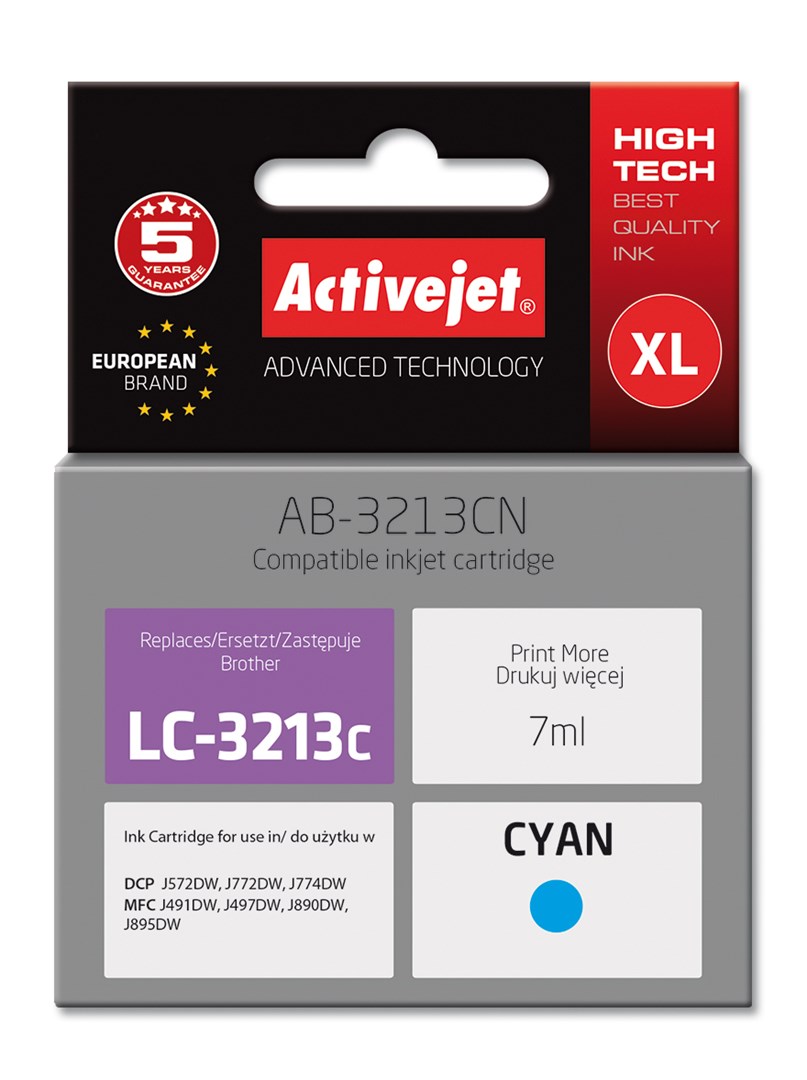 Activejet AB-3213CN Tusz (zamiennik Brother LC3213C; Supreme; 7 ml; niebieski)