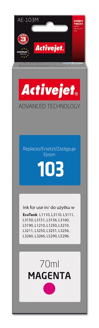 Activejet AE-103M Tusz (zamiennik Epson 103 C13T00S34A; Supreme; 70 ml; czerwony)