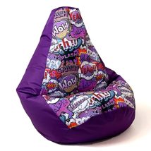 Pufa worek sako GRUSZA DRUK fiolet-wow L 105×80