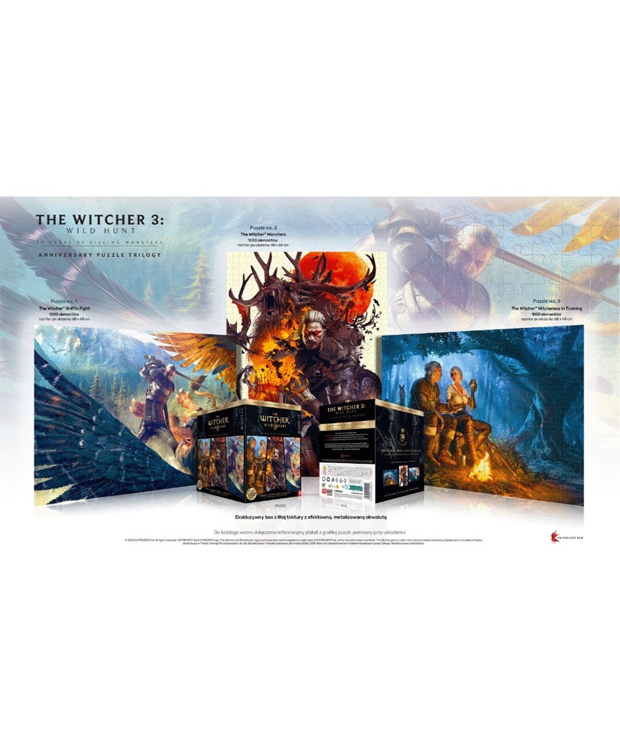 Puzzle Good Loot The Witcher 3: Wild Hunt 10 Years of Killing Monsters Trilogy 3x1000 - obrazek 4