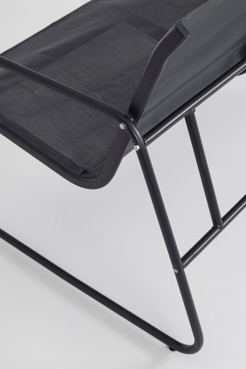 Zestaw mebli ogrodowych Black Forest tekstylen dwa krzesła + leżanka + stolik rozkładany czarny - obrazek 3