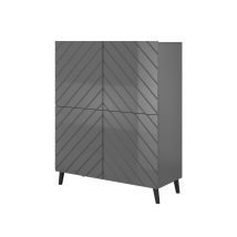 Regał ABETO 100,5x40xH121,5 grafit/grafit połysk