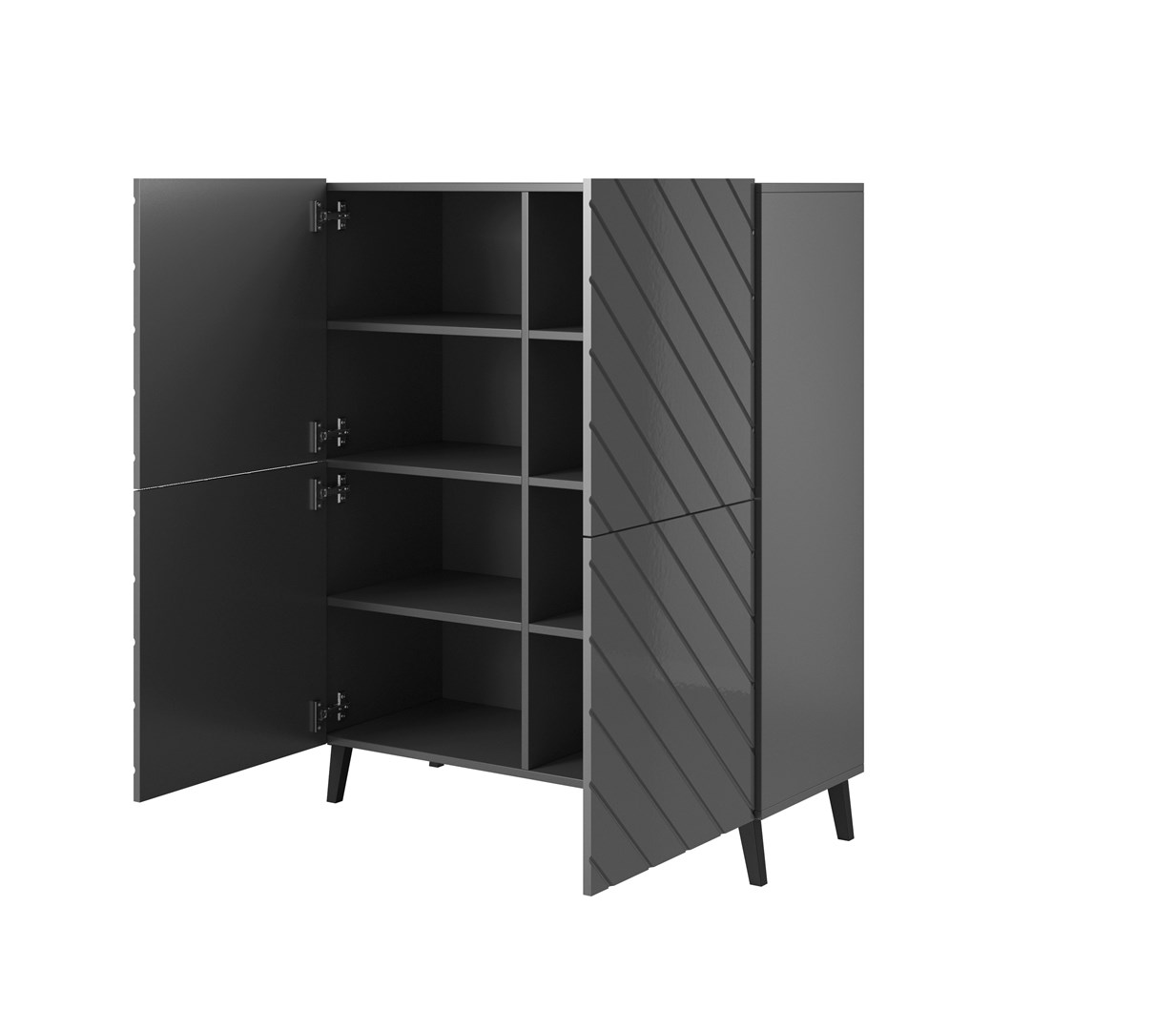 Regał ABETO 100,5x40xH121,5 grafit/grafit połysk - obrazek 3