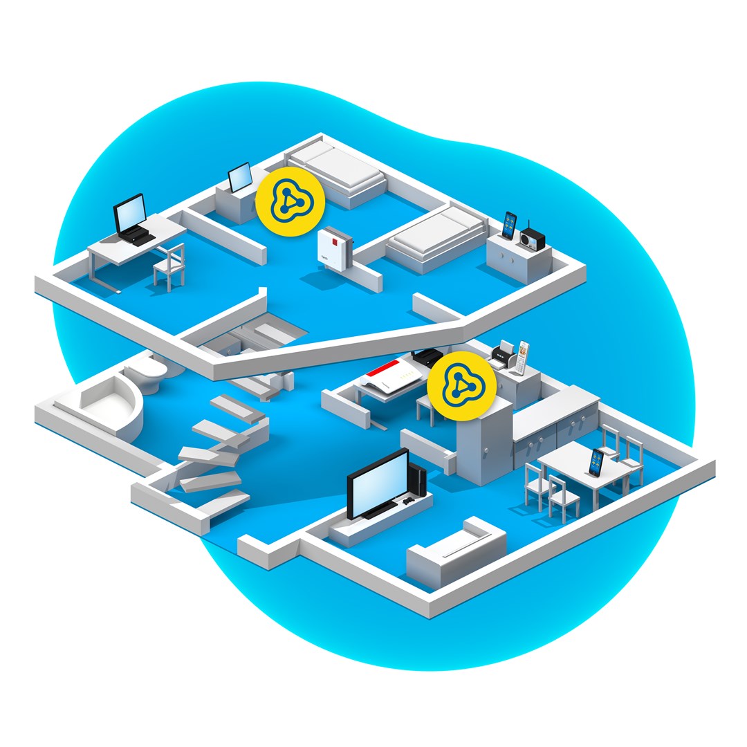 FRITZ! Mesh Set 7530 AX + 1200 AX Dual-band (2.4 GHz/5 GHz) Wi-Fi 6 (802.11ax) Czerwony, Biały 4 3G Wewnętrzny - obrazek 3