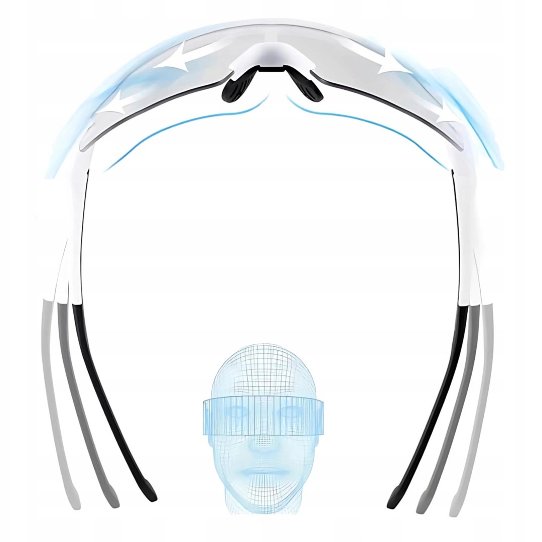 Okulary rowerowe Rockbros fotochromowe z ochroną UV i wkładką korekcyjną - białe - obrazek 4