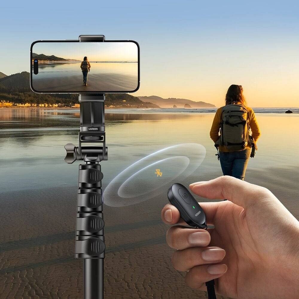 Ugreen selfie stick ze stojakiem i pilotem LP680 1.8m (czarny) - obrazek 4