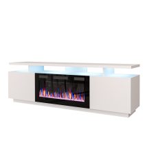 Szafka RTV EVA z kominkiem elektrycznym 180x40x52 biały/biały połysk