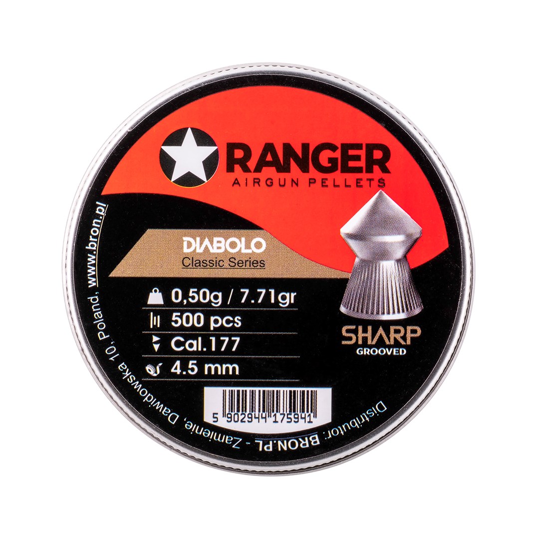Śrut 4,5 mm RANGER Diabolo Classic Sharp Grooved szpic molet. 500 szt. 0,50 g - obrazek 3