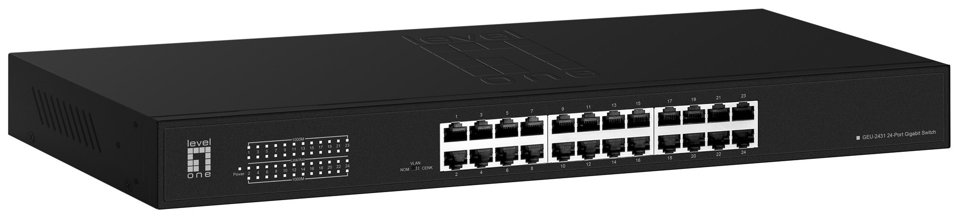 LevelOne Switch 24x GE GEU-2431 19" Rack Mount Kit Nie zarządzany Gigabit Ethernet (10/100/1000) 1U Czarny - obrazek 3