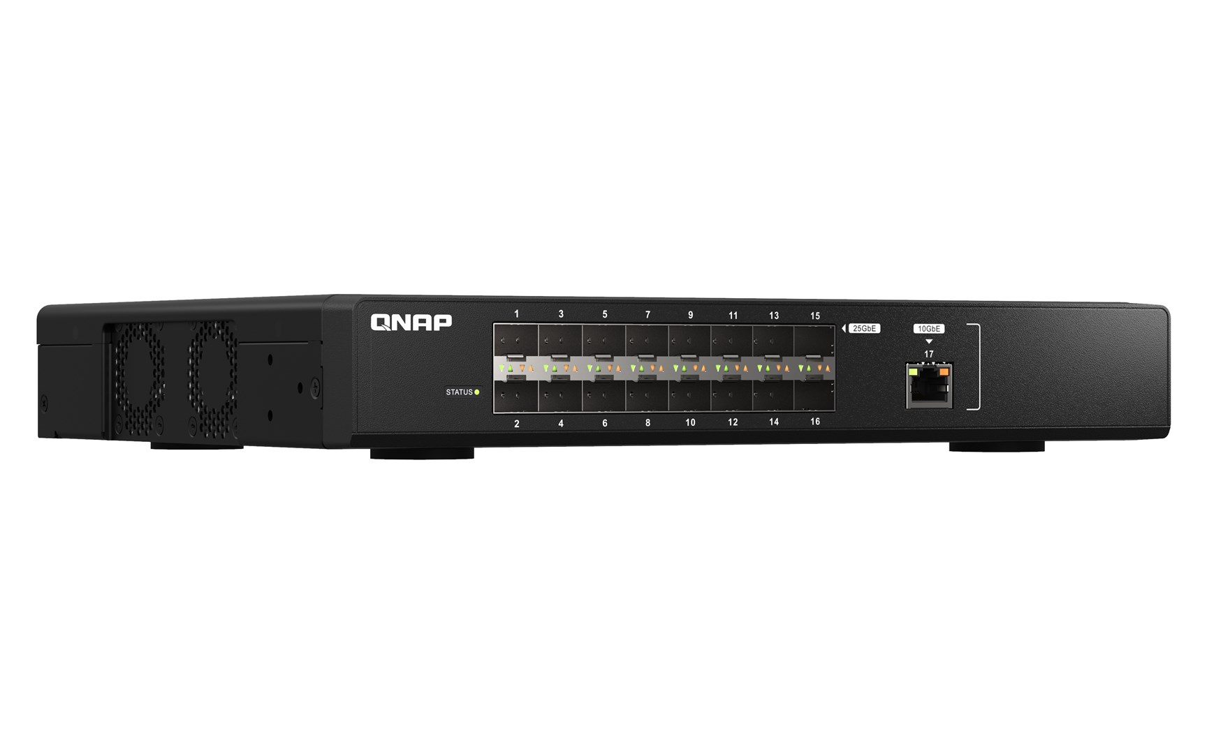 Qnap QSW-M5216-1T, 1x 10GbE RJ45, 16x 25GbE SFP28, rackmount design, managed switch - obrazek 4