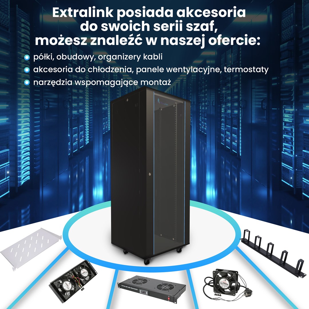 Extralink Szafa rack 37U 600x1000 Czarna stojąca - obrazek 4