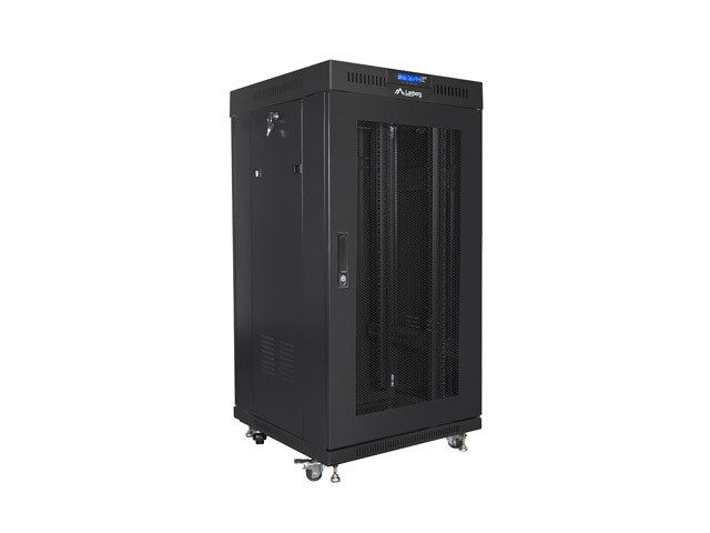 SZAFA INSTALACYJNA RACK STOJĄCA 19" 22U 600X600 CZARNA DRZWI PERFOROWANE LCD LANBERG (FLAT PACK) V2 - obrazek 4