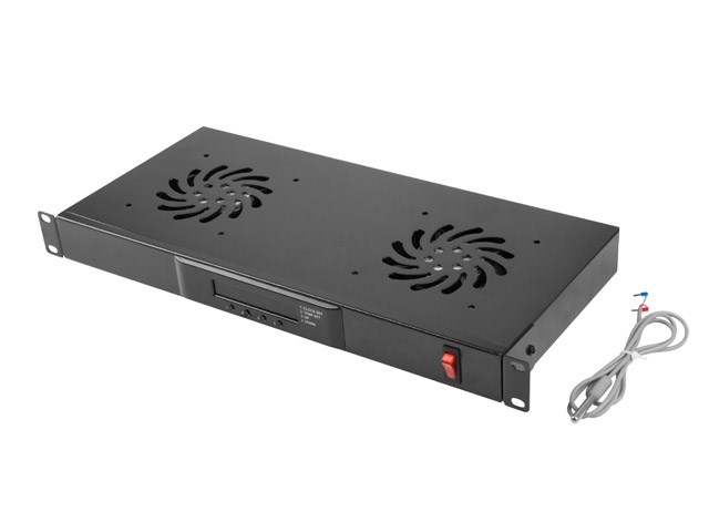 LANBERG PANEL WENTYLACYJNY 1U LCD 19" Z TERMOSTATEM 2 WENTYLATORY 230V CZARNY - obrazek 3