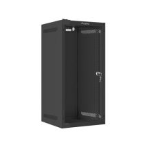 Szafa instalacyjna rack wisząca 10″ 12U 280×310 czarna drzwi szklane Lanberg (Flat Pack)