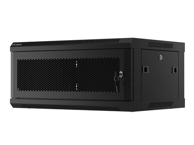 SZAFA INSTALACYJNA RACK WISZĄCA 19" 4U 600X450 CZARNA DRZWI PERFOROWANE LANBERG (FLAT PACK) - obrazek 4