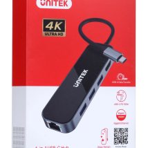 UNITEK HUB USB-C 3.1, RJ-45,3XUSB-A,HDMI,4K,PD100W