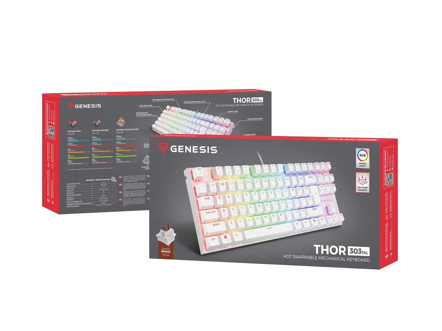 Genesis Thor 303 TKL RGB biała - obrazek 4