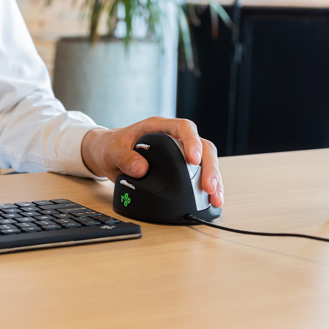 Ergonomiczna mysz R-Go HE leworęczna USB czarna/srebrna - obrazek 4
