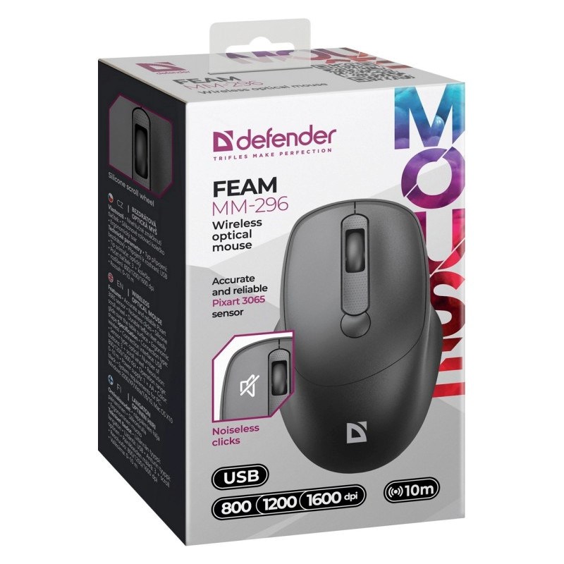 DEFENDER MYSZ FEAM MM-296 RF SILENT CZARNA - obrazek 4