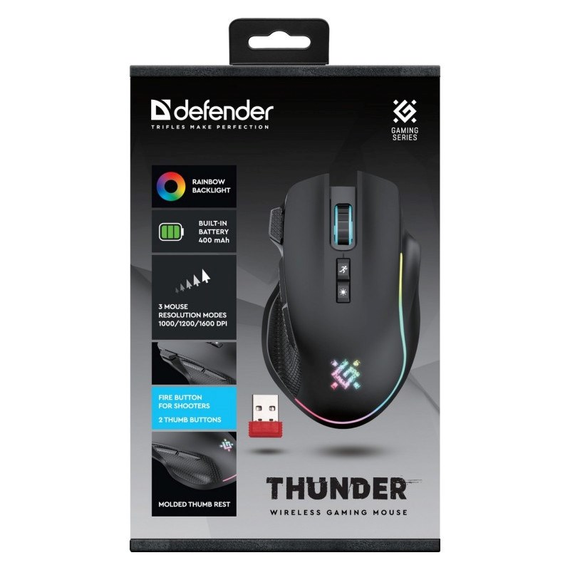 DEFENDER MYSZ GM-213 THUNDER RF 1600dpi 8P CZARNA - obrazek 4