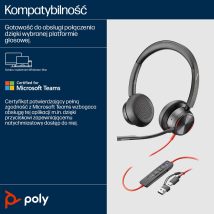 POLY Zestaw słuchawkowy Blackwire 8225 Stereo USB-C z certyfikatem Microsoft Teams + przejściówka USB-C/A
