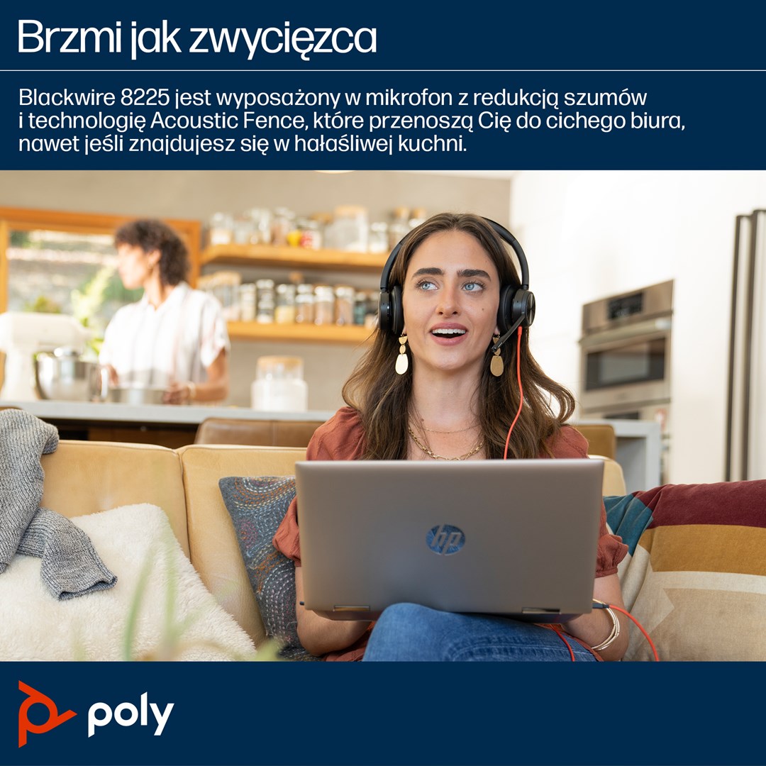 POLY Zestaw słuchawkowy Blackwire 8225 Stereo USB-C z certyfikatem Microsoft Teams + przejściówka USB-C/A - obrazek 4