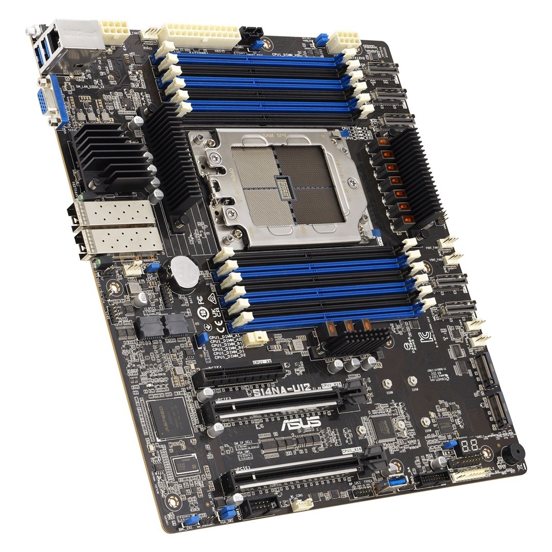 Płyta główna Asus S14NA-U12/ASMB11 1x SP6 AMD Epyc 8004 SoC (12xDIMM, 2xSFP28 25G, 2xPCIe 5.0 x16, 1xPCIe 5.0 x8, ASMB11, CEB)