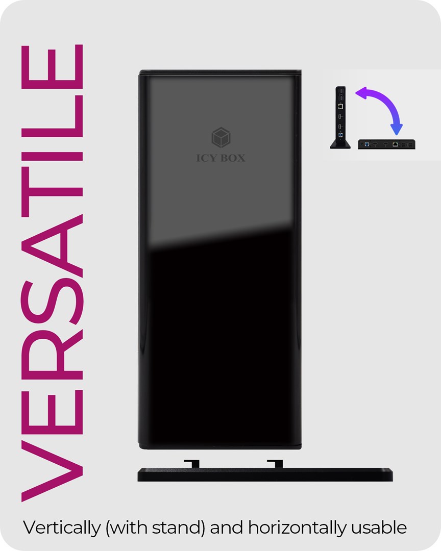 ICY BOX IB-DK2251AC Przewodowa USB 3.2 Gen 2 (3.1 Gen 2) Type-A Czarny