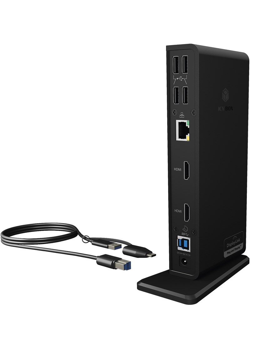 ICY BOX IB-DK2251AC Przewodowa USB 3.2 Gen 2 (3.1 Gen 2) Type-A Czarny - obrazek 3