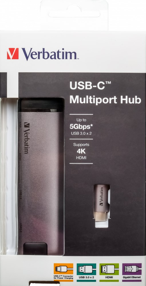 Verbatim 49141 stacja dokująca USB 3.2 Gen 1 (3.1 Gen 1) Type-C Czarny, Srebrny - obrazek 2