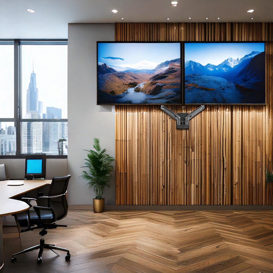 MACLEAN UCHWYT NAŚCIENNY NA DWA MONITORY 17-32'', 9KG MAX, SPRĘŻYNA MECHANICZNA MC-988