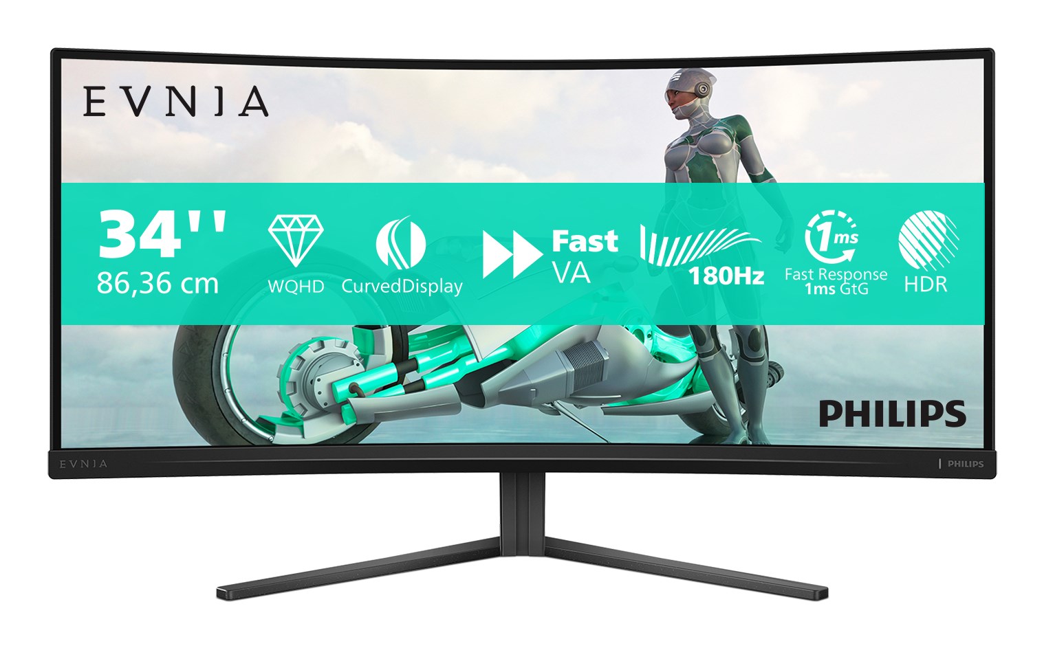 Monitor komputerowy Philips Evnia 34M2C3500L/00 86,4 cm (34") 3440 x 1440 px Wide Quad HD LCD Czarny - obrazek 2