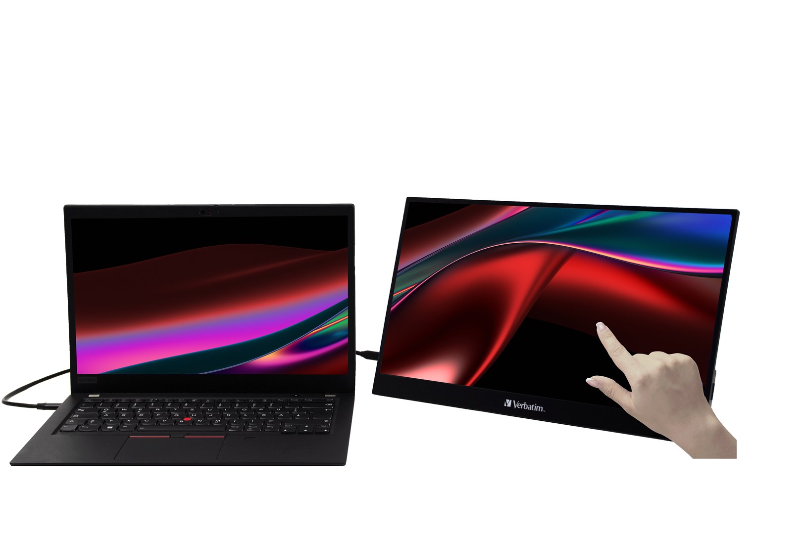 Verbatim 49591 monitor komputerowy 35,6 cm (14") 1920 x 1080 px Full HD LCD Ekran dotykowy Czarny - obrazek 2