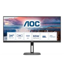 AOC V5 U34V5C/BK monitor komputerowy 86,4 cm (34″) 3440 x 1440 px UltraWide Quad HD LCD Czarny