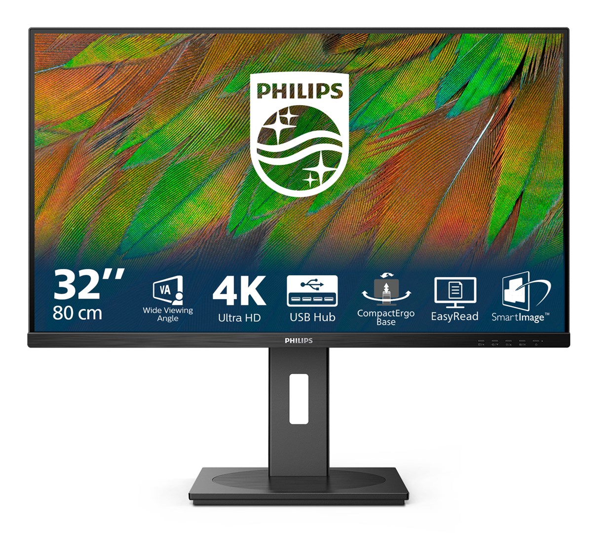 Philips 3000 series 32B1N3800/00 monitor komputerowy 81,3 cm (32") 3840 x 2160 px 4K Ultra HD LCD Czarny