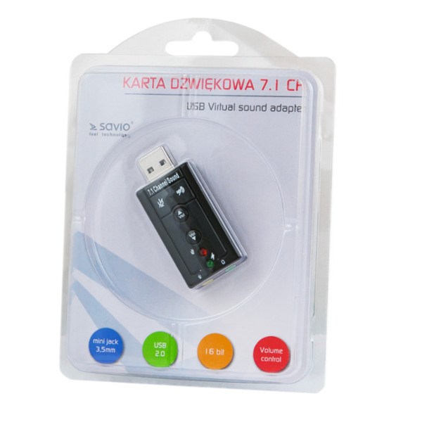 Karta dźwiękowe SAVIO ak-01 (Zewnętrzna; USB 2.0) - obrazek 3