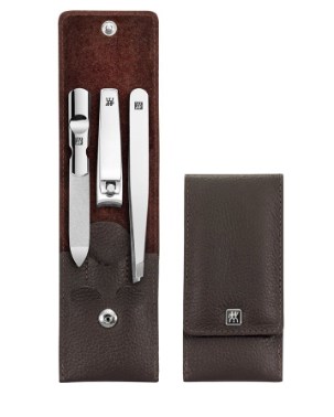 Zestaw podróżny do manicure ZWILLING 97678-007-0 Classic Inox – brązowe, skórzane etui 3 elementy